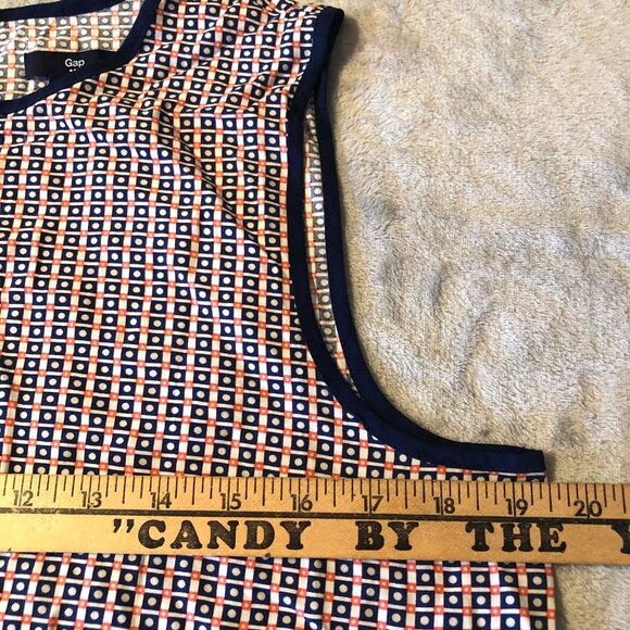 Gap Tank Top Womens Medium Keyhole Back Blue Geometric Sleeveless Blouse Shirt - Picture 5 of 16